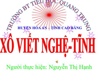 Bài giảng Lịch sử Lớp 5 - Bài 8: Xô viết Nghệ Tĩnh - Nguyễn Thị Hạnh