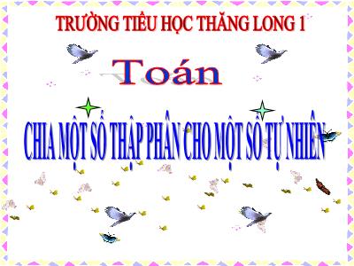 Bài giảng Toán Khối 5 - Chia một số thập phân cho một số tự nhiên - Trường Tiểu học Thăng Long 1