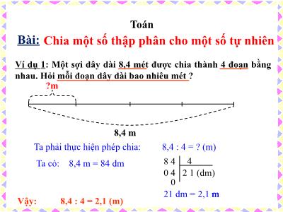 Bài giảng Toán Lớp 5 - Chia một số thập phân cho một số tự nhiên (Bản hay)