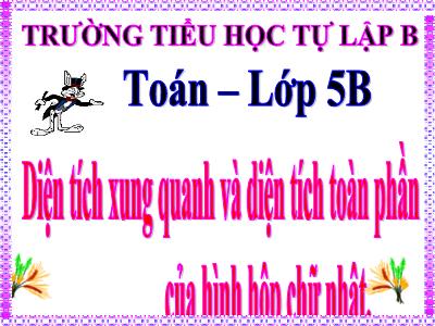 Bài giảng Toán Lớp 5 - Diện tích xung quanh và diện tích toàn phần của hình hộp chữ nhật - Trường Tiểu học Tự Lộc B