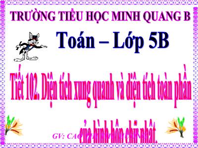 Bài giảng Toán Lớp 5 - Diện tích xung quanh và diện tích toàn phần của hình hộp chữ nhật - Cao Thị Thu Hường