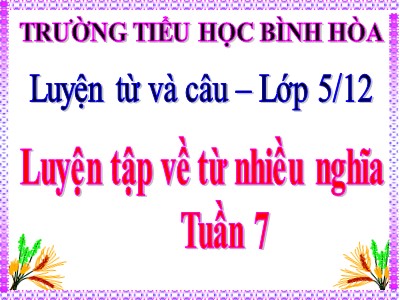 Bài giảng Luyện từ và câu Lớp 5 - Luyện tập về từ nhiều nghĩa - Trường Tiểu học Bình Hòa