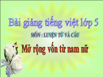 Bài giảng Luyện từ và câu Lớp 5 - Mở rộng vốn từ: Nam và nữ (Bản đẹp)