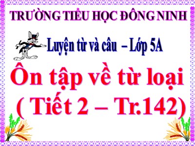 Bài giảng Luyện từ và câu Lớp 5 - Tuần 14: Ôn tập về từ loại - Trường Tiểu học Đông Ninh