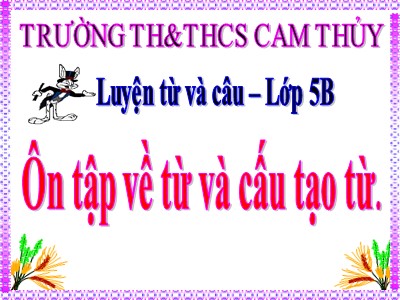 Bài giảng Luyện từ và câu Lớp 5 - Tuần 17: Ôn tập về từ và cấu tạo của từ - Trường Tiểu học Cam Thủy