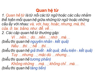 Bài giảng Luyện từ và câu Lớp 5 - Tuần 23: Nối các vế câu ghép bằng quan hệ từ (Tiết 2) - Năm học 2020-2021