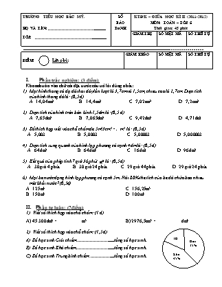 Bài kiểm tra định kì Giữa học kì II môn Toán và Tiếng Việt Lớp 5 - Năm học 2011-2012 - Trường Tiểu học Bắc Mỹ