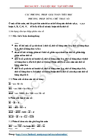 Các phương pháp giải toán Tiểu học - Phương pháp dùng chữ thay số (Có đáp án)