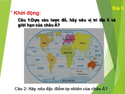 Bài giảng Địa lí Lớp 5 - Bài học: Châu Á (Tiếp theo)