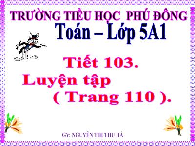 Bài giảng môn Toán Lớp 5 - Luyện tập (Trang 110) - Nguyễn Thị Thu Hà