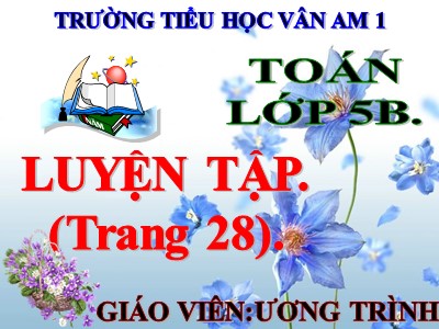 Bài giảng môn Toán Lớp 5 - Luyện tập (Trang 28) - Trường Tiểu học Vân Am 1