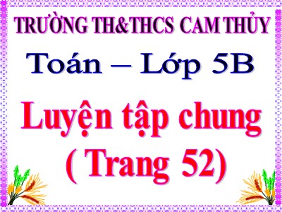 Bài giảng môn Toán Lớp 5 - Luyện tập (Trang 52) - Trường Tiểu học Cam Thủy