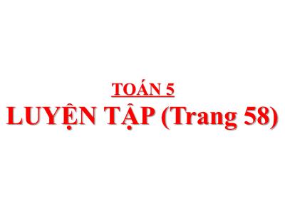 Bài giảng môn Toán Lớp 5 - Luyện tập (Trang 58)