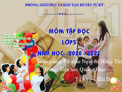 Bài giảng Tập đọc Lớp 5 - Hạt gạo làng ta - Nguyễn Hồng Thúy