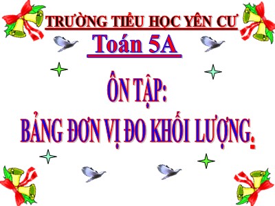 Bài giảng Toán Lớp 5 - Bài: Ôn tập Bảng đơn vị đo khối lượng - Trường Tiểu học Yên Cư