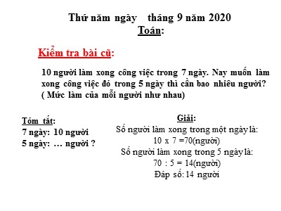 Bài giảng Toán Lớp 5 - Bài: Ôn tập về giải toán - Năm học 2020-2021