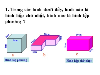 Bài giảng Toán Lớp 5 - Học bài: Diện tích xung quanh và diện tích toàn phần của hình hộp chữ nhật