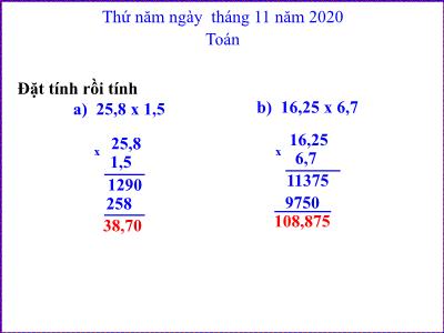 Bài giảng Toán Lớp 5 - Luyện tập (Trang 60) - Năm học 2020-2021