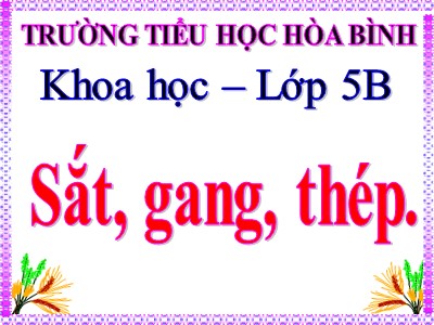 Bài giảng Khoa học Lớp 5 - Bài 23: Sắt, gang, thép - Trường Tiểu học Hòa Bình