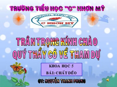 Bài giảng Khoa học Lớp 5 - Bài 31: Chất dẻo - Nguyễn Thanh Phong