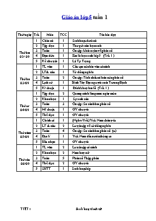 Giáo án Lớp 5 - Tuần 1 (Bản đẹp 3 cột)