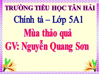 Bài giảng Chính tả Lớp 5 - Tuần 12: Nghe viết Mùa thảo quả - Nguyễn Quang Sơn - Trường Tiểu học Tân Hải