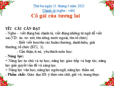 Bài giảng Chính tả Lớp 5 - Tuần 30: Cô gái của tương lai - Năm học 2022-2023 - Nguyễn Minh Anh - Trường Tiểu học B An Phú