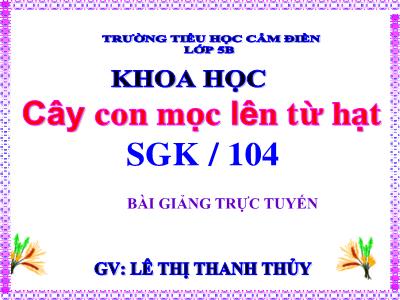 Bài giảng Khoa học Lớp 5 - Bài: Cây con mọc lên từ hạt - Lê Thị Thanh Thủy