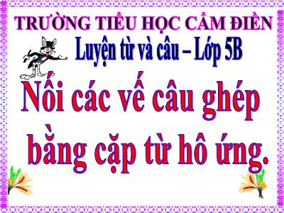 Bài giảng Luyện từ và câu Lớp 5 - Bài: Nối các vế câu ghép bằng cặp từ hô ứng - Trường Tiểu học Cẩm Điền