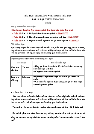 Bài học STEM Lớp 5 - Bài 16: Lập trình trò chơi