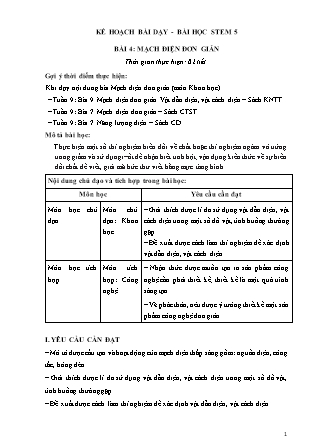 Bài học STEM Lớp 5 - Bài 4: Mạch điện đơn giản