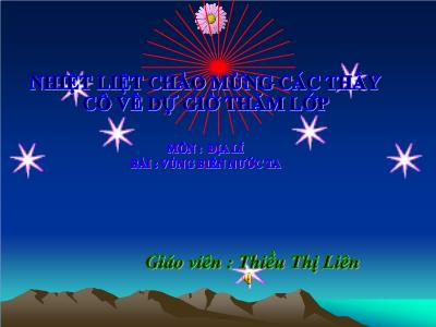 Bài giảng Địa lí Lớp 5 - Bài 5: Vùng biển nước ta - Năm học 2022-2023 - Thiều Thị Liên