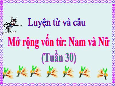 Bài giảng Luyện từ và câu Lớp 5 - Tuần 30: Mở rộng vốn từ Nam và nữ - Năm học 2022-2023 - Trần Thị Việt Hà