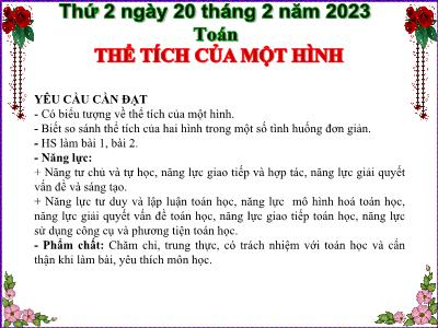 Bài giảng Toán Lớp 5 - Thể tích của một hình - Năm học 2022-2023 - Đặng Thị Thu Hà