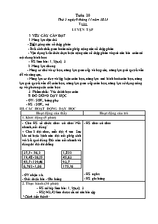 Kế hoạch bài dạy các môn Lớp 5 - Tuần 10 (Tiếp theo) - Năm học 2023-2024 - Lê Thị Hồng Hạnh