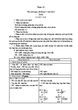 Kế hoạch bài dạy các môn Lớp 5 - Tuần 13 (Tiếp theo) - Năm học 2023-2024 - Lê Thị Hồng Hạnh