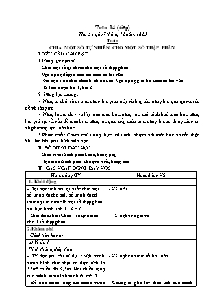 Kế hoạch bài dạy các môn Lớp 5 - Tuần 14 (Thứ 5, 6) - Năm học 2023-2024 - Đặng Thị Xuân