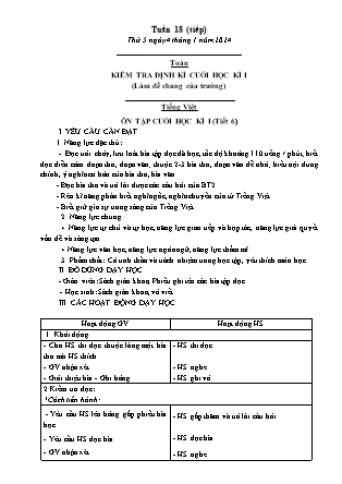 Kế hoạch bài dạy các môn Lớp 5 - Tuần 18 (Thứ 5, 6) - Năm học 2023-2024 - Đặng Thị Xuân