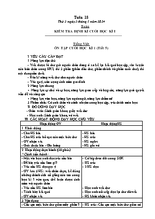 Kế hoạch bài dạy các môn Lớp 5 - Tuần 18 (Tiếp theo) - Năm học 2023-2024 - Lê Thị Hồng Hạnh