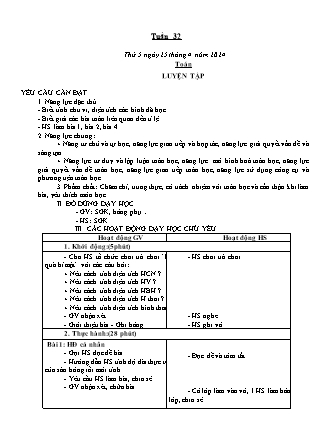 Kế hoạch bài dạy các môn Lớp 5 - Tuần 32 (Tiếp theo) - Năm học 2023-2024 - Thiều Thị Liên
