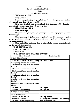 Kế hoạch bài dạy các môn Lớp 5 - Tuần 34 (Tiếp theo) - Năm học 2023-2024 - Lê Thị Hồng Hạnh