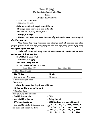 Kế hoạch bài dạy các môn Lớp 5 - Tuần 35 (Thứ 5, 6) - Năm học 2023-2024 - Đặng Thị Xuân