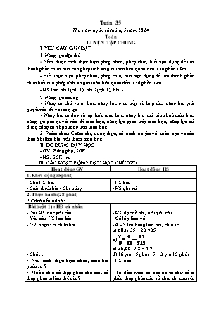 Kế hoạch bài dạy các môn Lớp 5 - Tuần 35 (Tiếp theo) - Năm học 2023-2024 - Lê Thị Hồng Hạnh