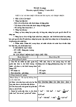 Kế hoạch bài dạy các môn Lớp 5 - Tuần 9 (Thứ 5, 6) - Năm học 2023-2024 - Đặng Thị Xuân