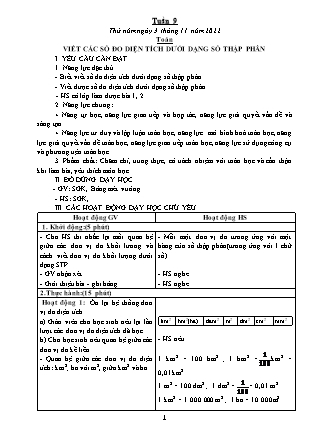 Kế hoạch bài dạy các môn Lớp 5 - Tuần 9 (Tiếp theo) - Năm học 2022-2023 - Đặng Thị Thu Hà