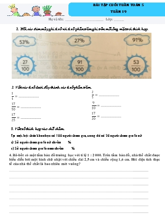 Bài tập ôn tập cuối tuần Toán học Lớp 5 - Tuần 19