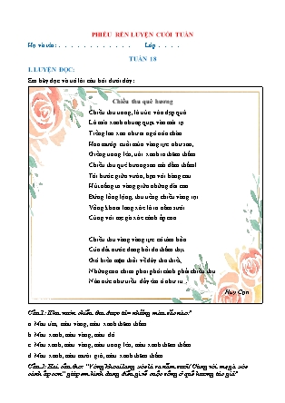 Bài tập ôn tập Tiếng Việt 5 (Chân trời sáng tạo) - Tuần 18