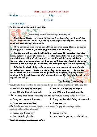 Bài tập ôn tập Tiếng Việt 5 (Chân trời sáng tạo) - Tuần 21