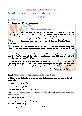 Bài tập ôn tập Tiếng Việt 5 (Chân trời sáng tạo) - Tuần 23