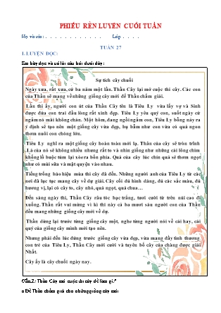 Bài tập ôn tập Tiếng Việt 5 (Chân trời sáng tạo) - Tuần 27